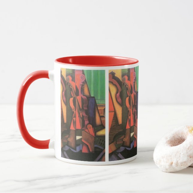 Taza Violin y guitarra de Juan Gris, arte de cubismo vi (Con donut)