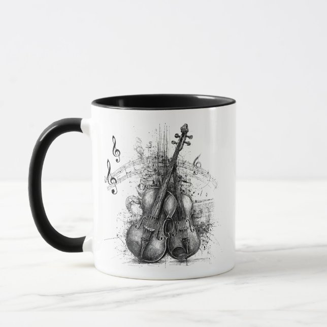Taza Violines y notas musicales (Izquierda)