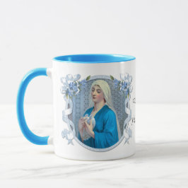 Taza Virgen religiosa María con palomas Católica