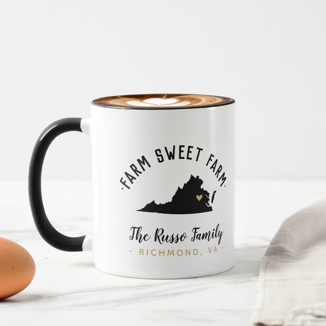 Taza Virginia Farm Sweet Farm Family Monogram Mug (Subido por el creador)
