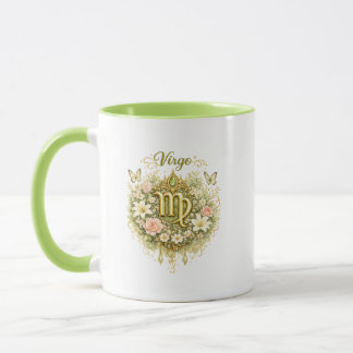Taza Virgo Zodiac Floral Heart Mug – Elegant Astrology 