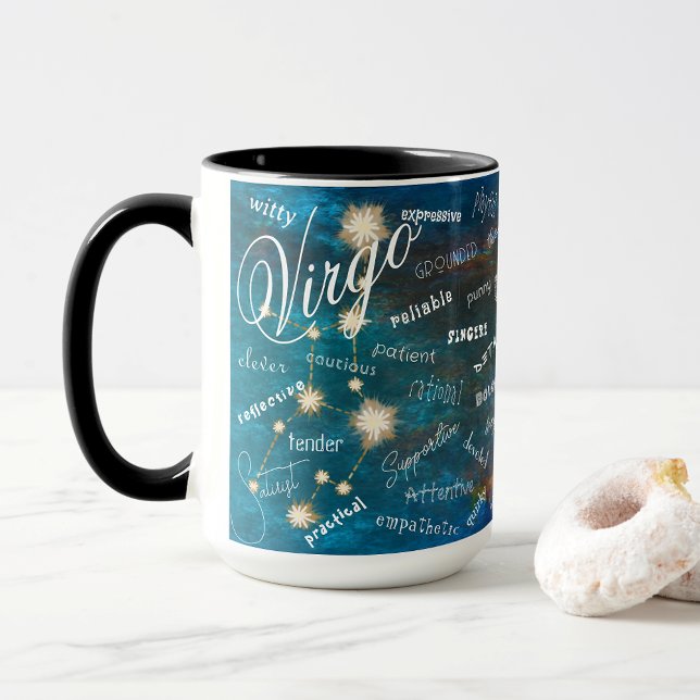 Taza Virgo Zodiac Rasgos de Astrología Constelación Tex (Virgo Traits & Constellation. Ponder your unique traits as you  sip your coffee, tea, or chocolate.)
