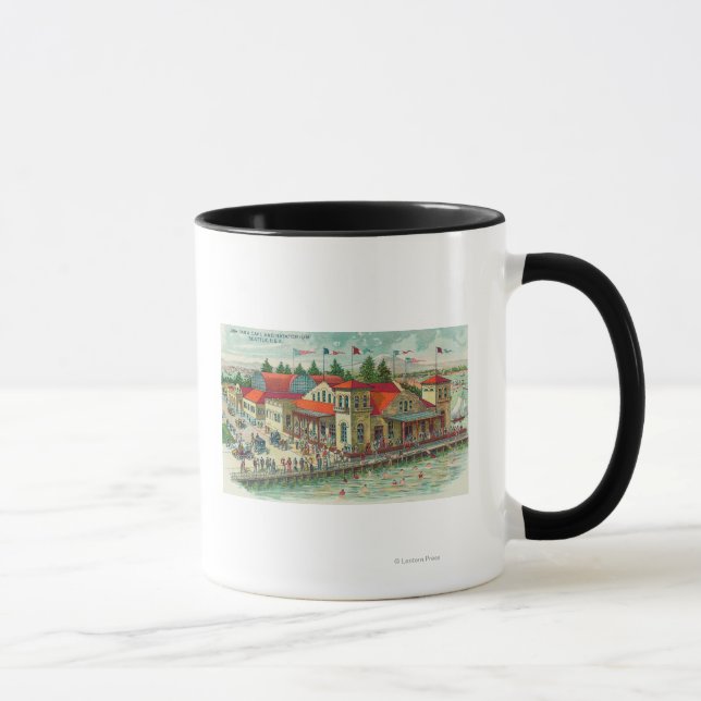 Taza Vista aérea de Luna Park Caf � y Natatorium (Derecha)