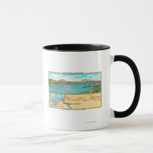 Taza Vista aérea del puente y del mapa de Carquinez