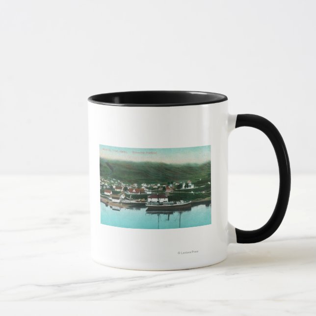 Taza Vista costera de la ciudad y vapor (Derecha)