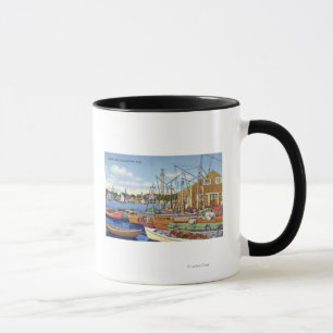 Taza Vista de barcos en el puerto