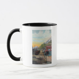 Taza Vista de Broadway y del ferrocarril CarsSkagway,