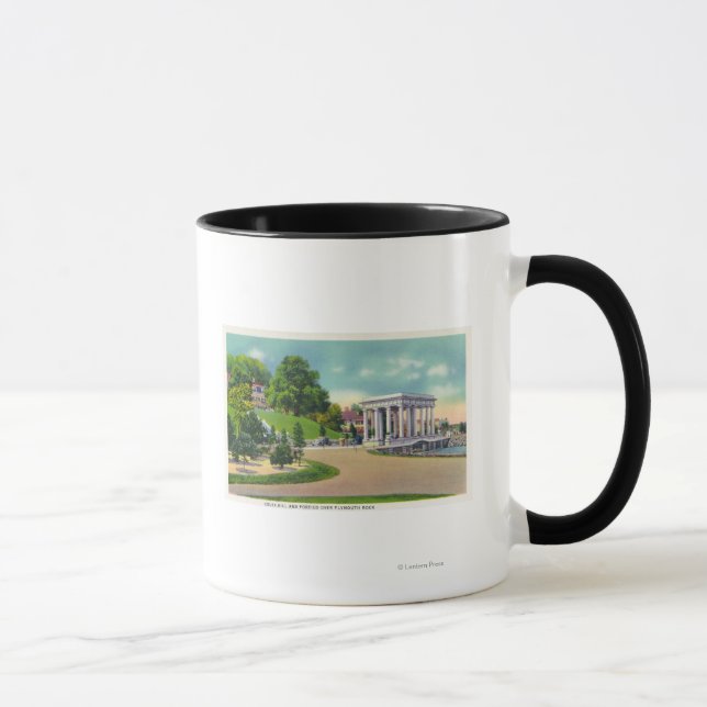 Taza Vista de Coles Hill y Plymouth Rock Portico (Derecha)