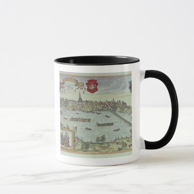 Taza Vista de la ciudad de Varsovia al lado del río (Derecha)