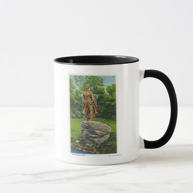 Taza Vista de la estatua de Pilgrim Maiden (Derecha)