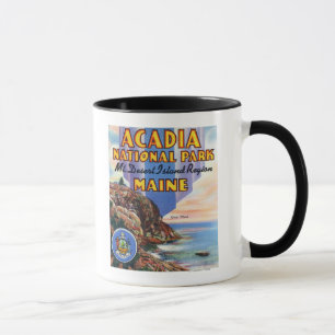Taza Vista de la grandes cabeza y sello de Maine