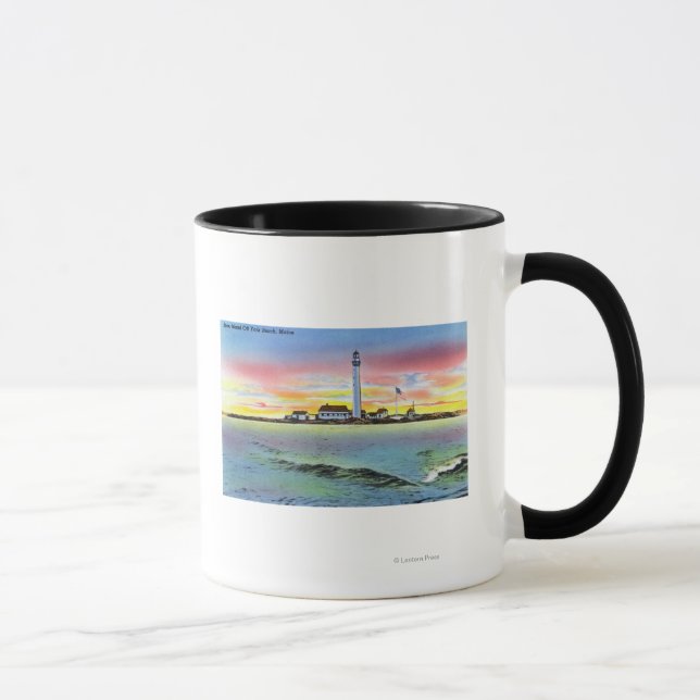 Taza Vista de la isla Boon y el faro desde York (Derecha)