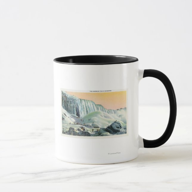 Taza Vista de las cataratas norteamericanas en invierno (Derecha)