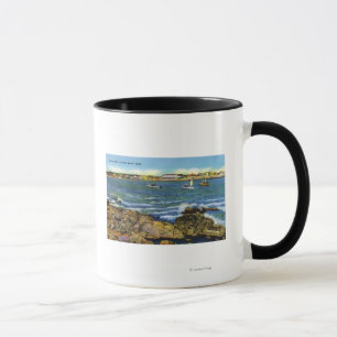Taza Vista de los barcos de pesca de la playa de York