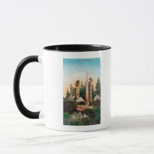 Taza Vista de sepulcros y de tótems indios