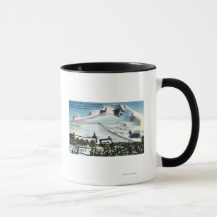 Taza Vista de Timberline Lodge, Mt Hood en invierno