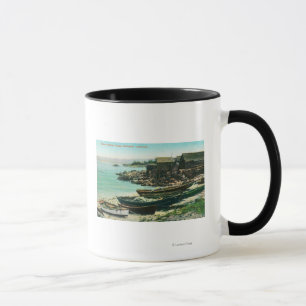 Taza Vista de un pueblo pesquero chino
