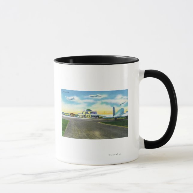 Taza Vista del Campo Brainard, aterrizaje de aviones y (Derecha)