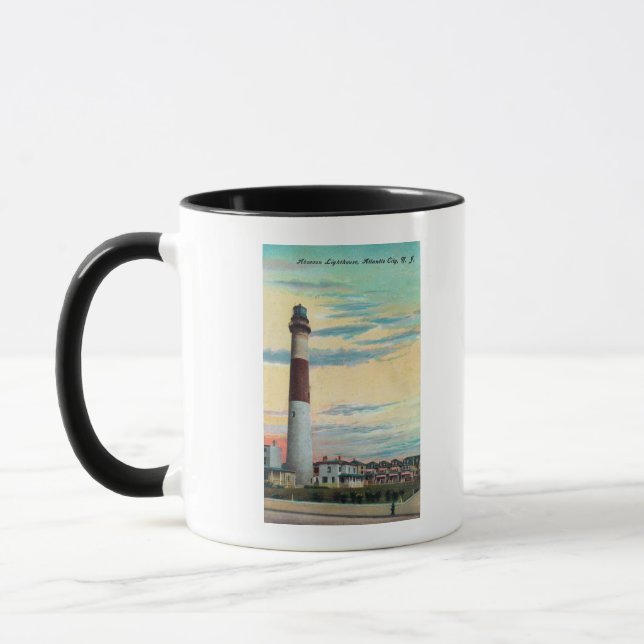 Taza Vista del faro de Absecon, Ciudad Atlántica, NJ (Izquierda)