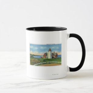 Taza Vista del faro de Nobska, agujero de maderas