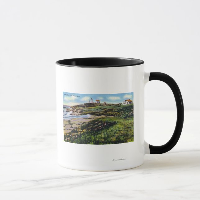 Taza Vista del Faro Nubble desde York Beach (Derecha)