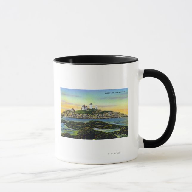 Taza Vista del faro Nubble en York Beach (Derecha)
