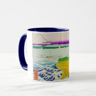Taza Vista del monte Fuji y la costa, Hiroshige, Ukiyo-