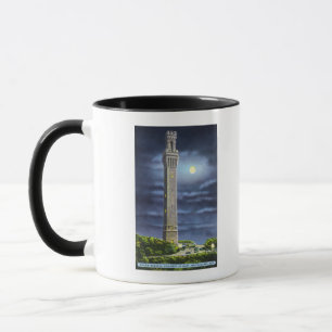 Taza Vista del monumento del peregrino en la noche