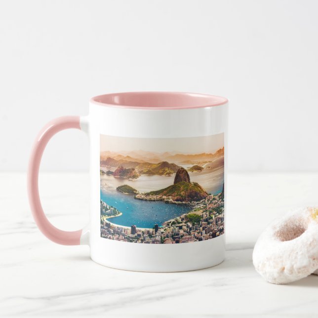 Taza Vista del paisaje urbano de Río de Janeiro (Con donut)