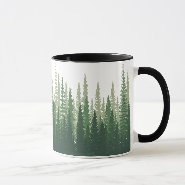 Taza Vista panorámica de bosques pinos paisaje natural  (Derecha)