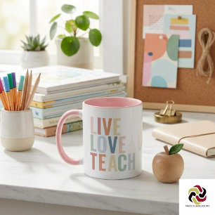 Taza Vive Ama Enseña Arcoíris Agradecimiento a los Maes