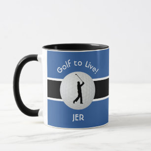 Taza Vive para Bola de Golf Figura de Golfista Negro Az