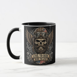 Taza Vive para Montar Cráneo Barbudo Motociclista