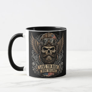 Taza Vive para Montar Cráneo Barbudo Motociclista