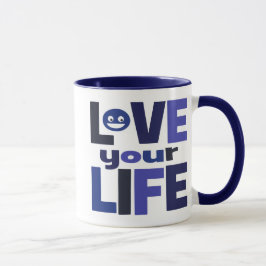 Taza Vive su vida, ama su azul de la vida