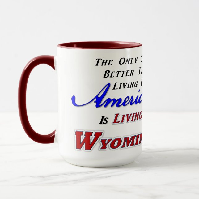 Taza Viviendo en WY, 15 oz Combo Mug (Izquierda)