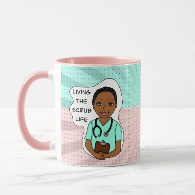Taza Viviendo la vida cruda | Enfermero, cuidador, Médi (Izquierda)
