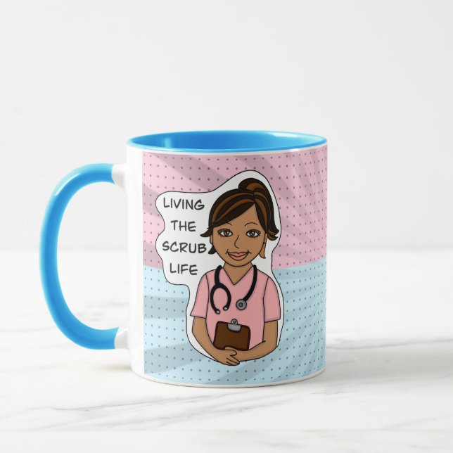 Taza Viviendo la vida cruda | Humor profesional médico (Izquierda)
