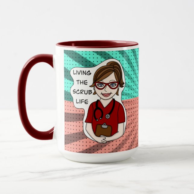 Taza Viviendo la vida cruda | Humor profesional médico (Izquierda)