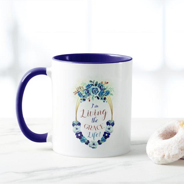 Taza Viviendo la Vida de Gracia Elegante Cita Floral Az (Subido por el creador)