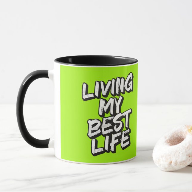 Taza Viviendo mi mejor vida (Con donut)