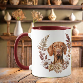 Taza Vizsla Dog Autumn Wreath