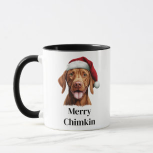 Taza Vizsla perro sombrero de Santa Navidad