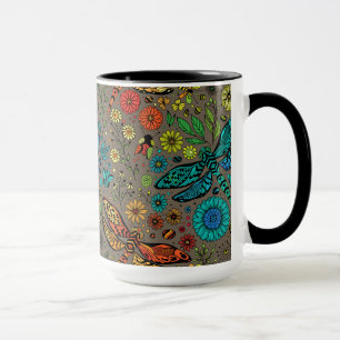 Taza Volar, volar libélula sobre marrón