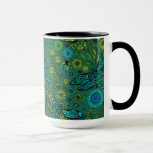 Taza Volar, volar libélula sobre verde esmeralda
