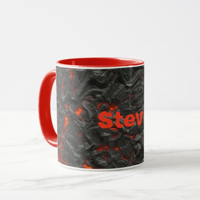 Taza Volcán lava de los molten negro y rojo (Anverso izquierdo)