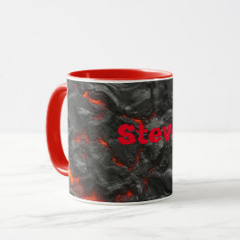 Taza Volcán lava de los molten negro y rojo