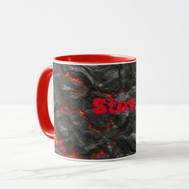 Taza Volcán lava de los molten negro y rojo (Anverso izquierdo)