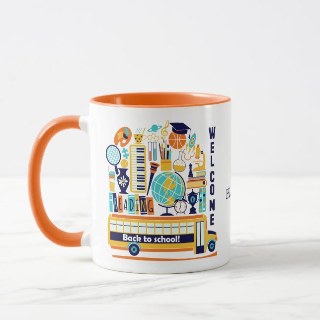 Taza Volver a la escuela para los nombres personalizado (Izquierda)
