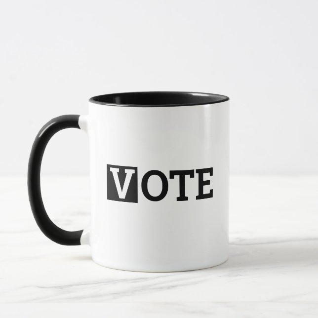 Taza ¡VOTA! Diseños de una palabra (Izquierda)